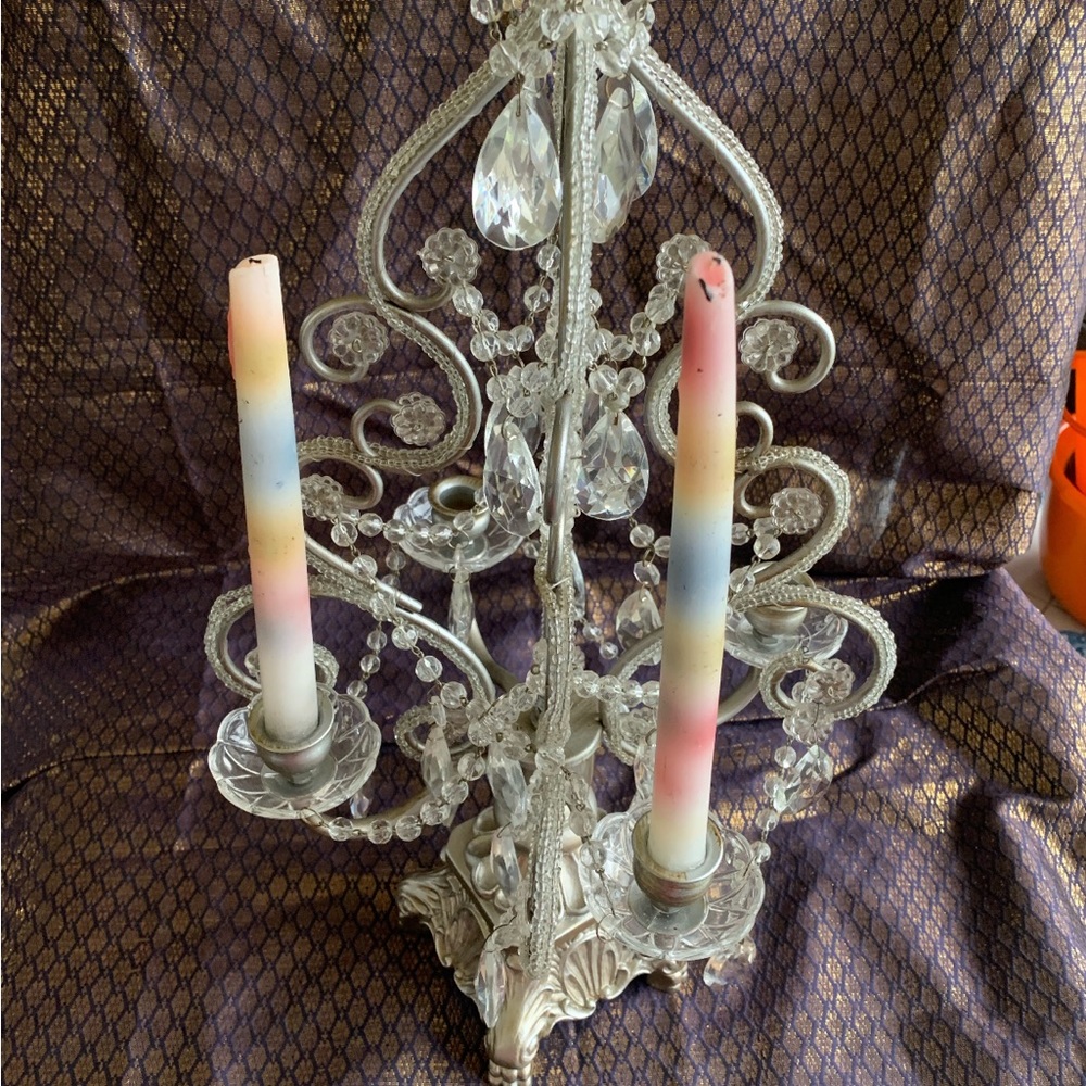Vintage Four arm crystals candelabra candlestick
